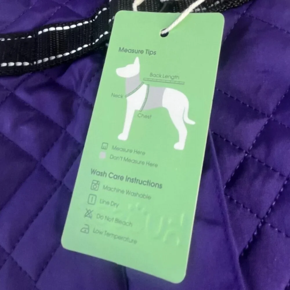 Kuoser Quilted Dog Winter Coat Purple‎ Small Adjustable Fit